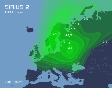 Sirius 2, 4.8E, луч FSS Europe